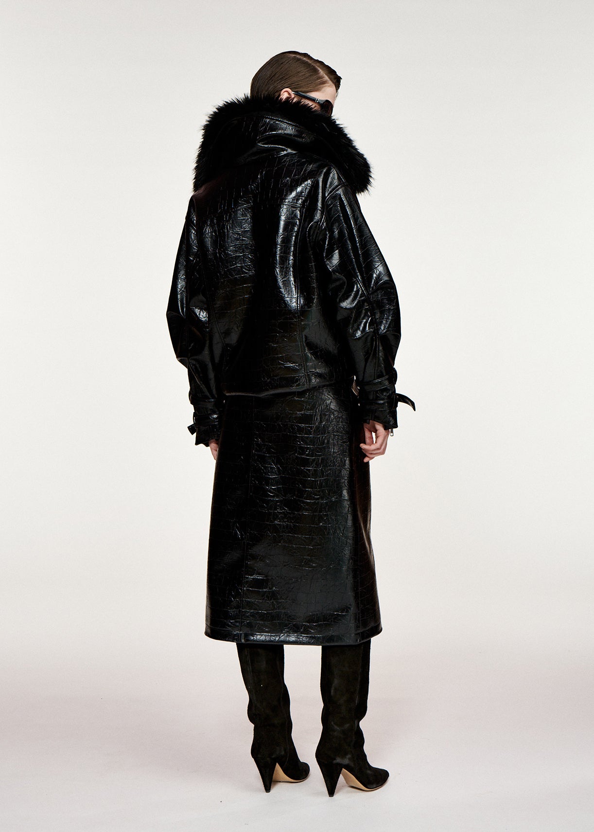 ESSENTIEL ANTWERP BLACK KIND FAUX LEATHER SKIRT 226