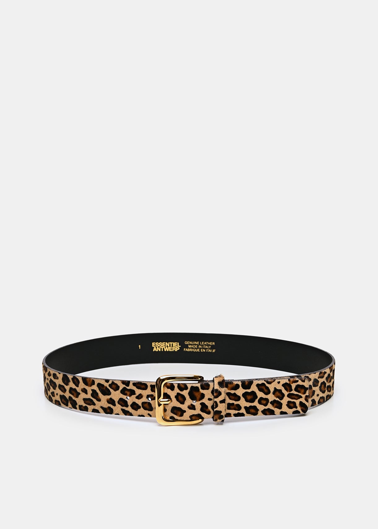 ESSENTIEL ANTWERP BLACK KOFEE PRINTED LEATHER BELT 226