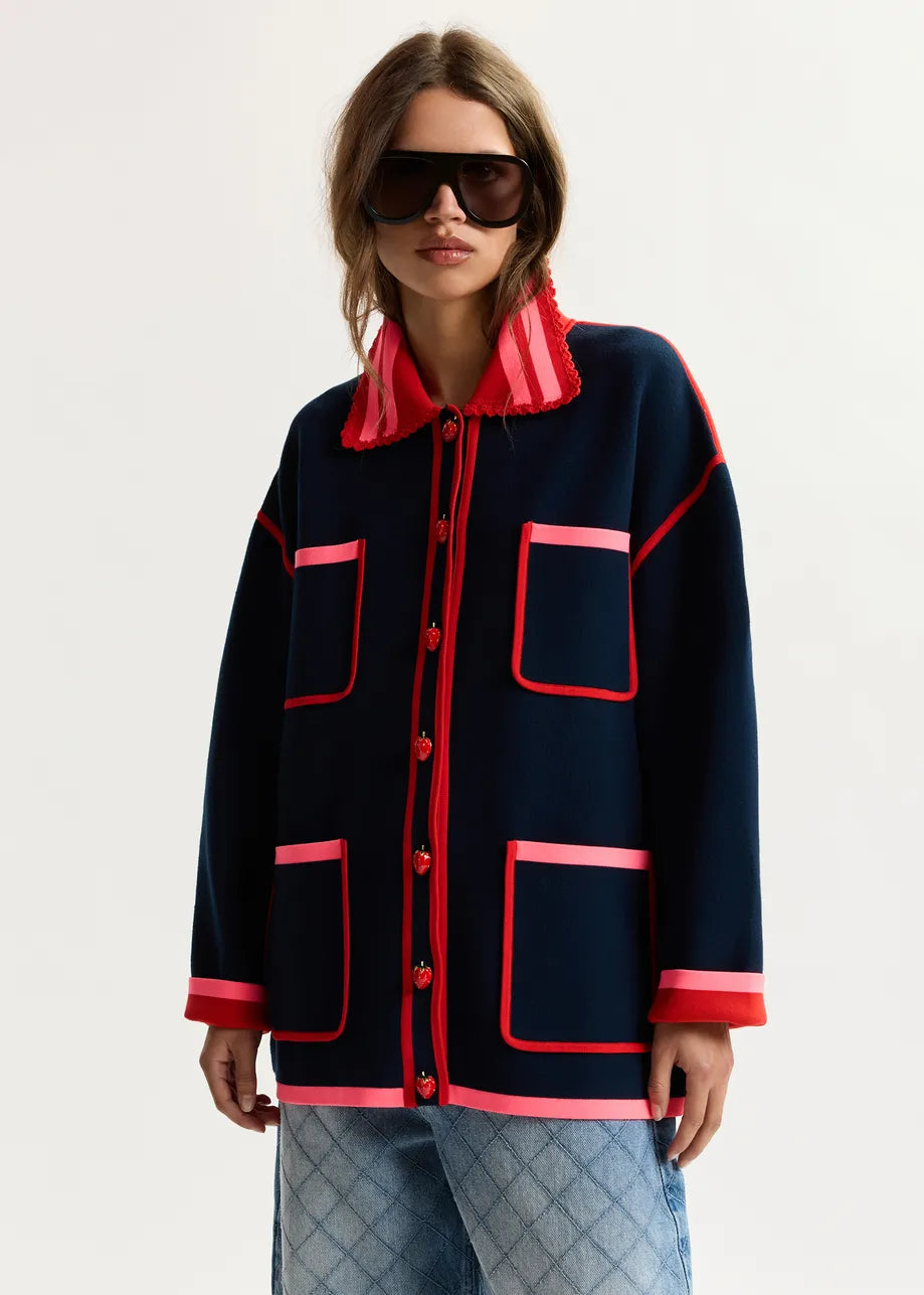 ESSENTIEL ANTWERP KOKORICO NAVY CARDIGAN K4NA 226