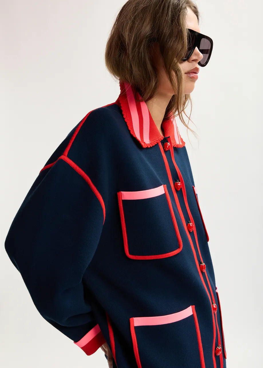 ESSENTIEL ANTWERP KOKORICO NAVY CARDIGAN K4NA 226