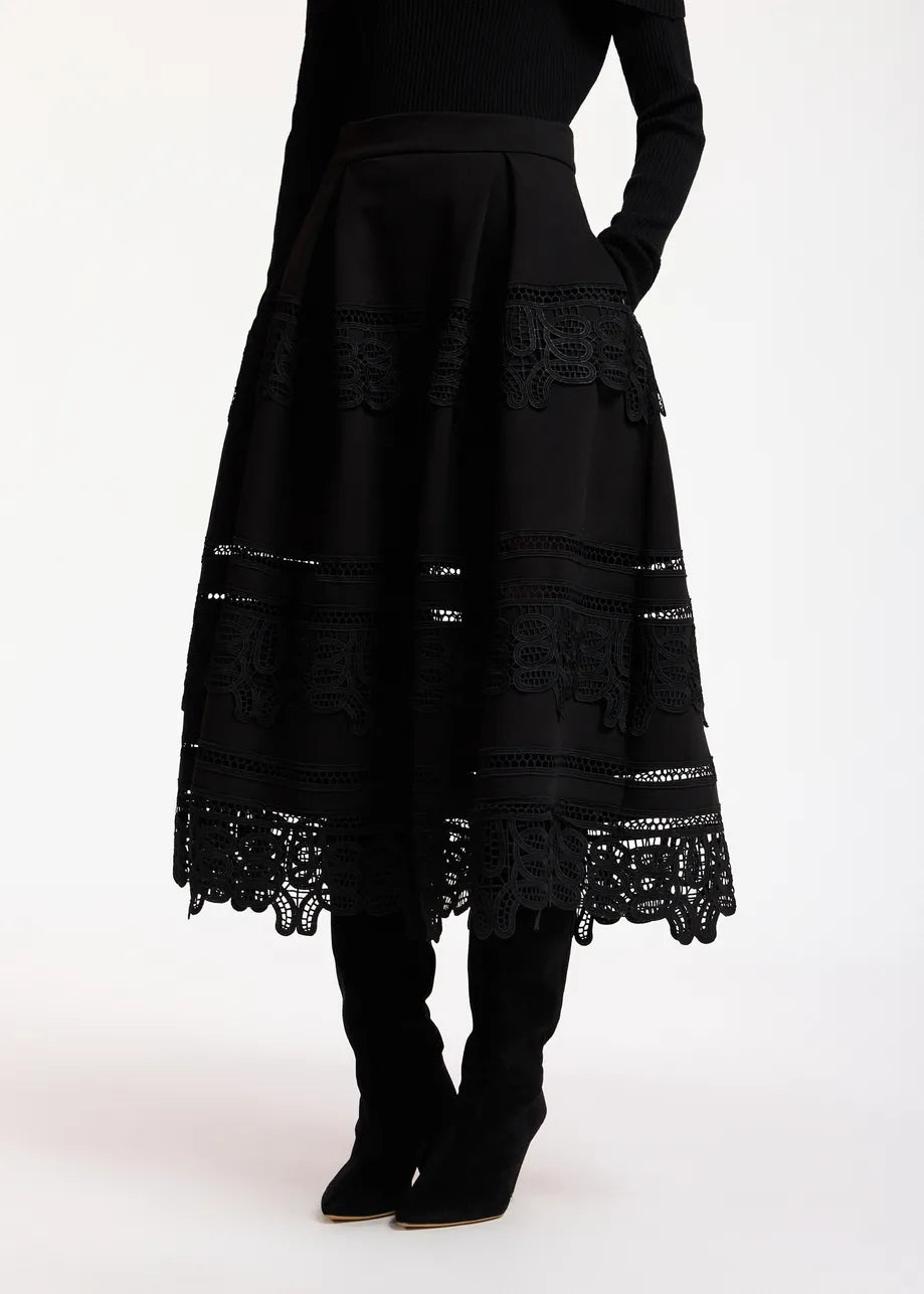 ESSENTIEL ANTWERP BLACK KOMMON NEOPRENE LACE SKIRT 226