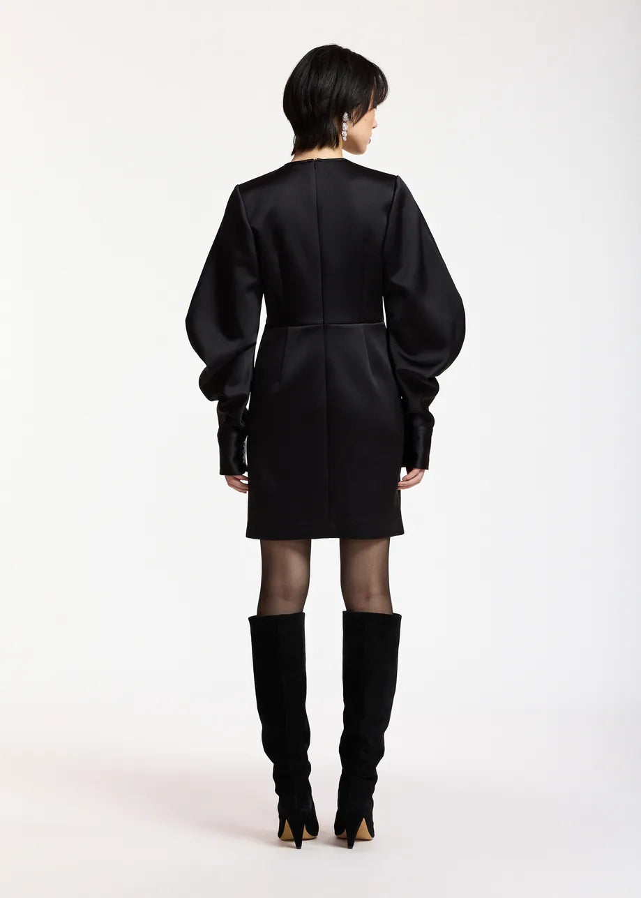 ESSENTIEL ANTWERP BLACK KORI BANANA SLEEVE MINIDRESS 226