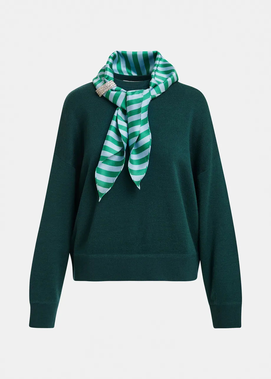 ESSENTIEL ANTWERP GREEN KURTIS PULLOVER WITH SCARF 226