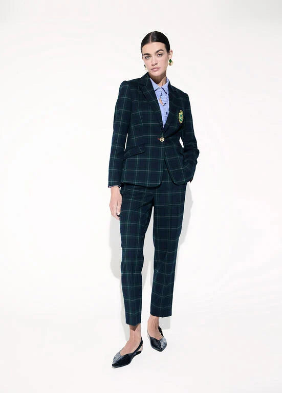 lola casademunt navy tartan trousers  LF2614024 smart casual pants