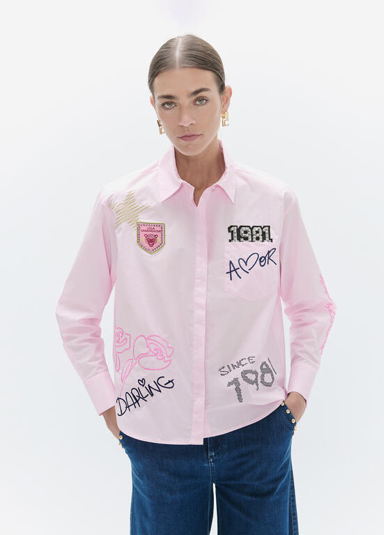 lf2615021 lola casademunt pink embellished shirt with graffiti design
