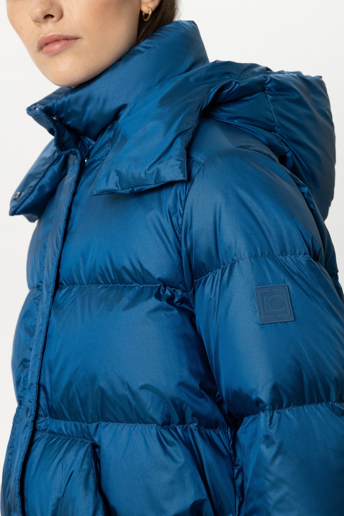 448554 luisa cerano blue puffer jacket outerwear