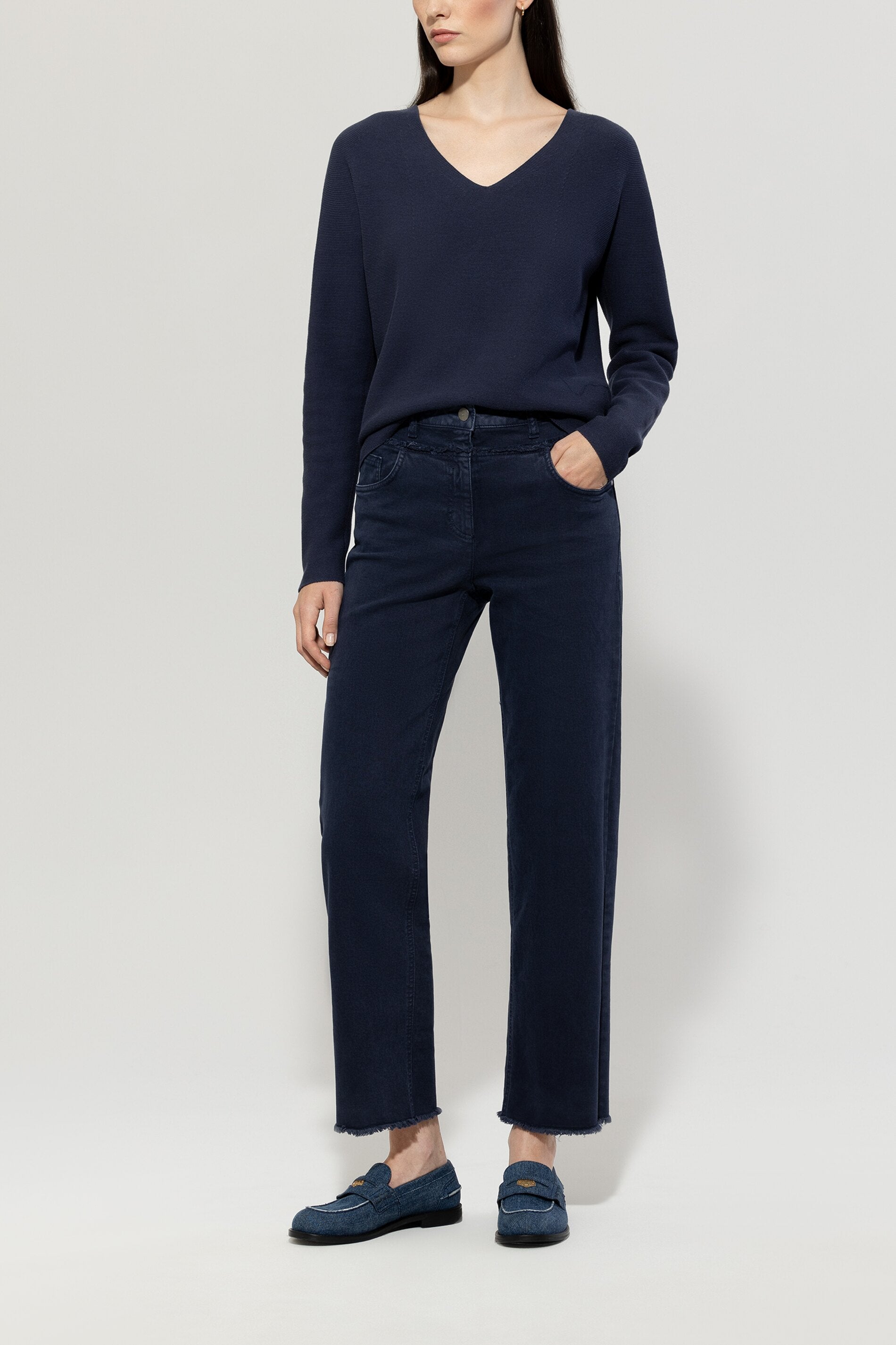 LUISA CERANO NAVY WIDE LEG JEANS 618724 MACBEES