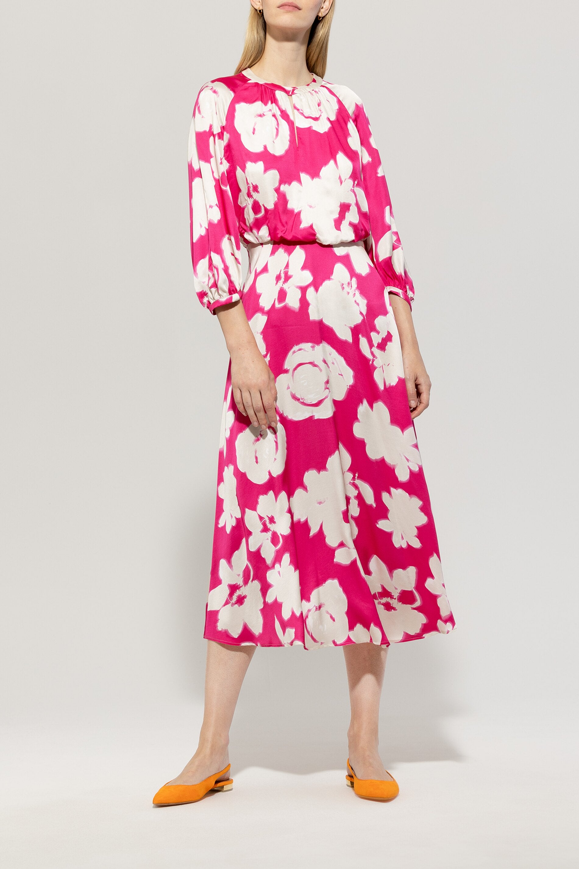 LUISA CERANO PINK FLORAL LONG DRESS 718561 MACBEES
