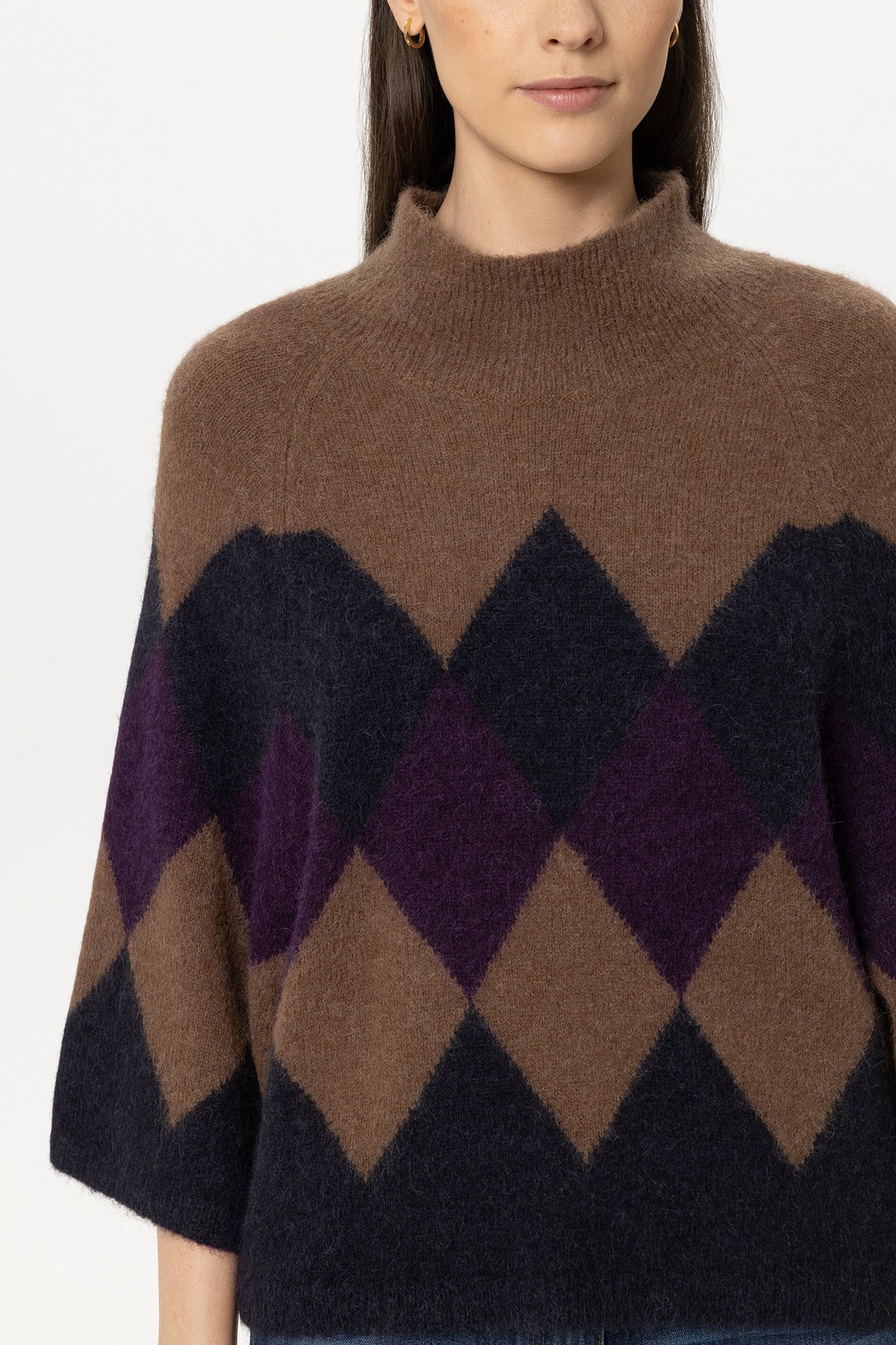luisa cerano tan knit smart casual batwing sweater