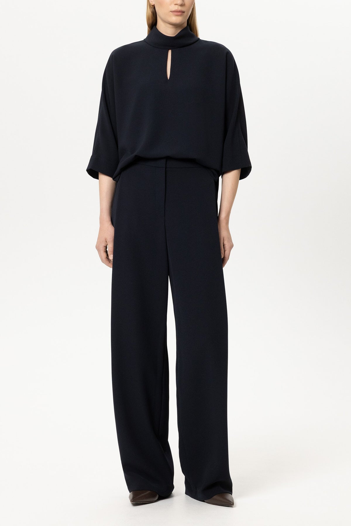 LUISA CERANO NAVY WIDE LEG TROUSERS 648938 226