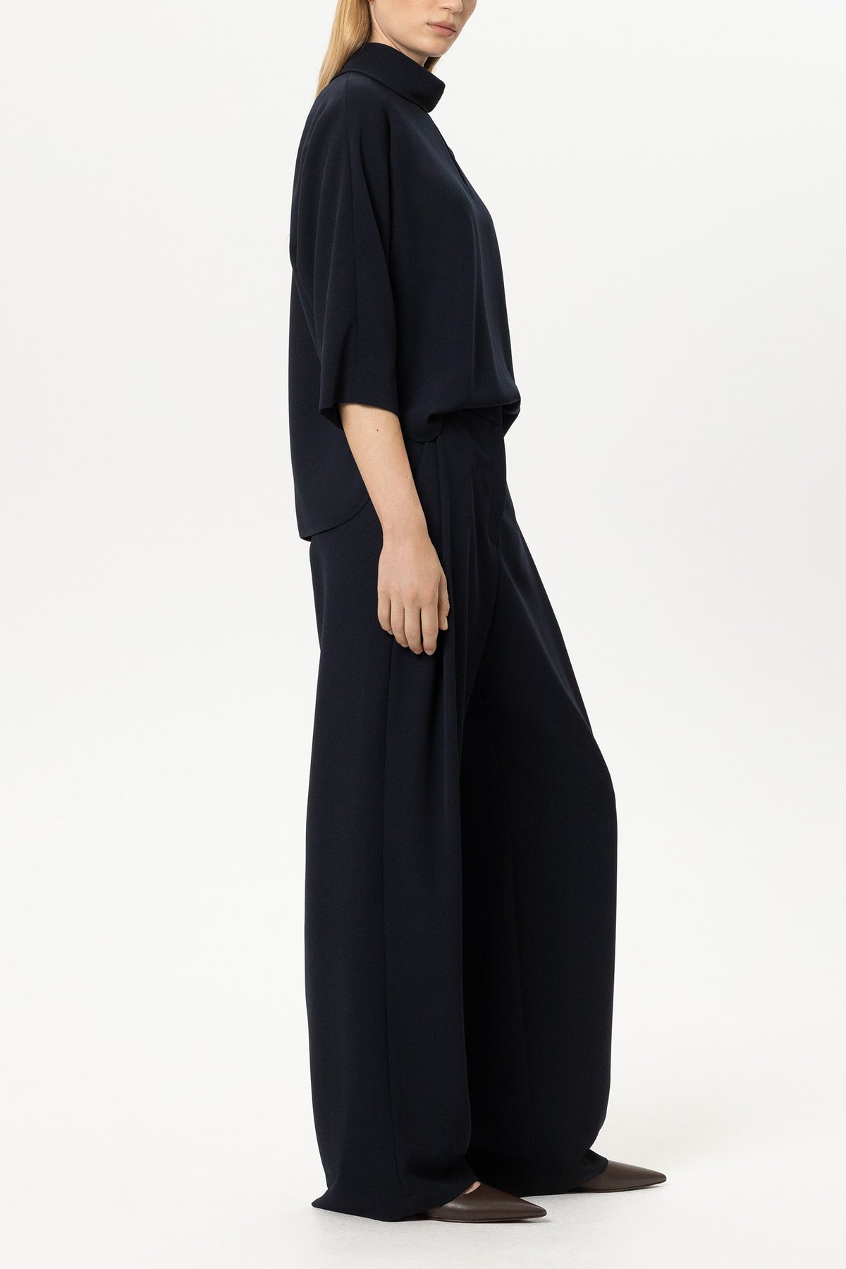 LUISA CERANO NAVY WIDE LEG TROUSERS 648938 226
