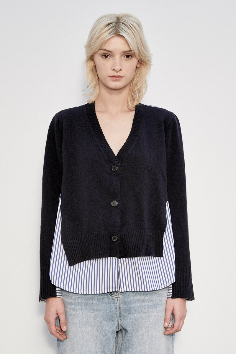 MEIMEIJ NAVY STRIP BACK CARDIGAN Z71 224