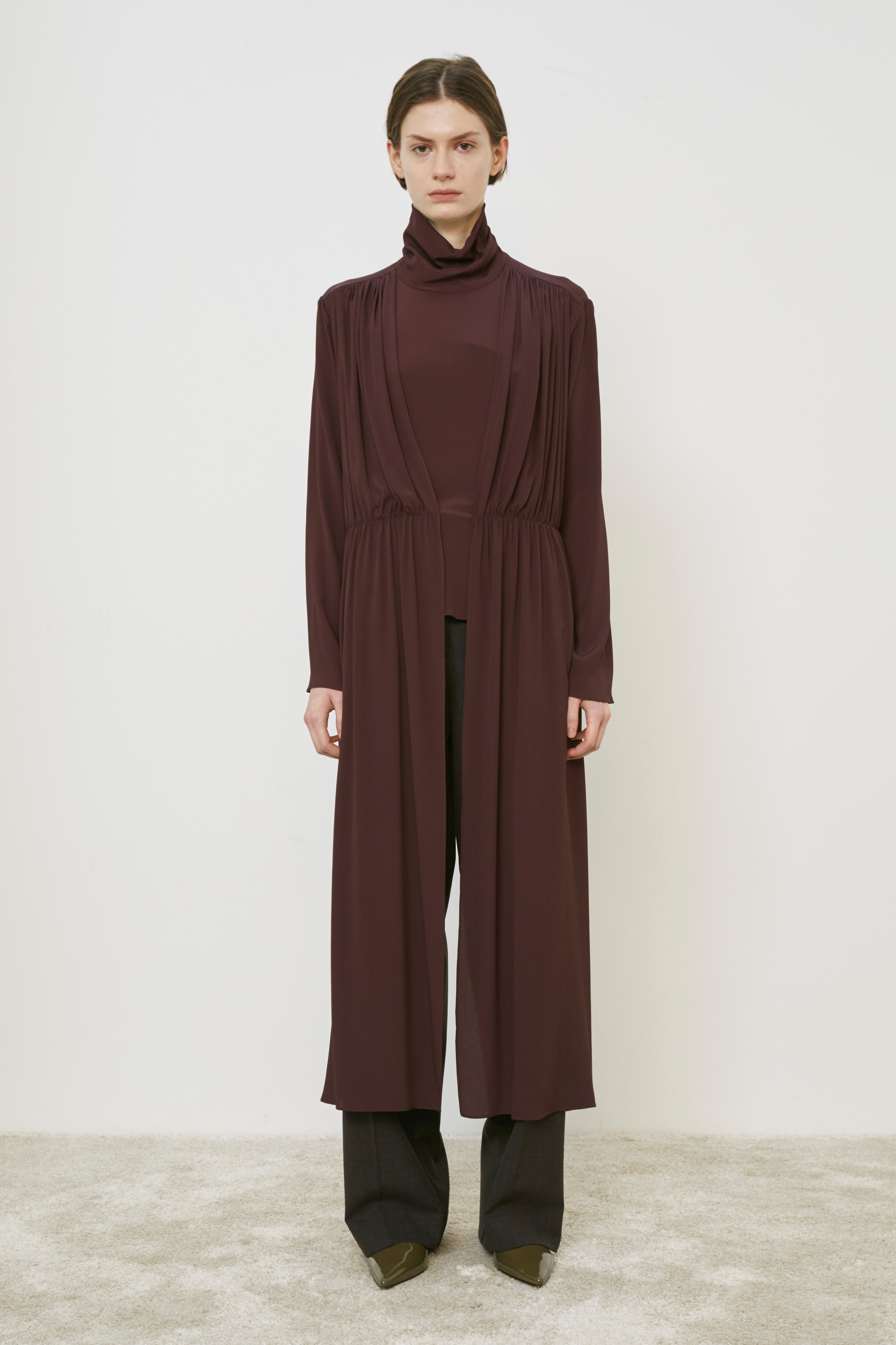 MEIMEIJ AUBERGINE CHIFFON PLEATED TOP M5IE01 225