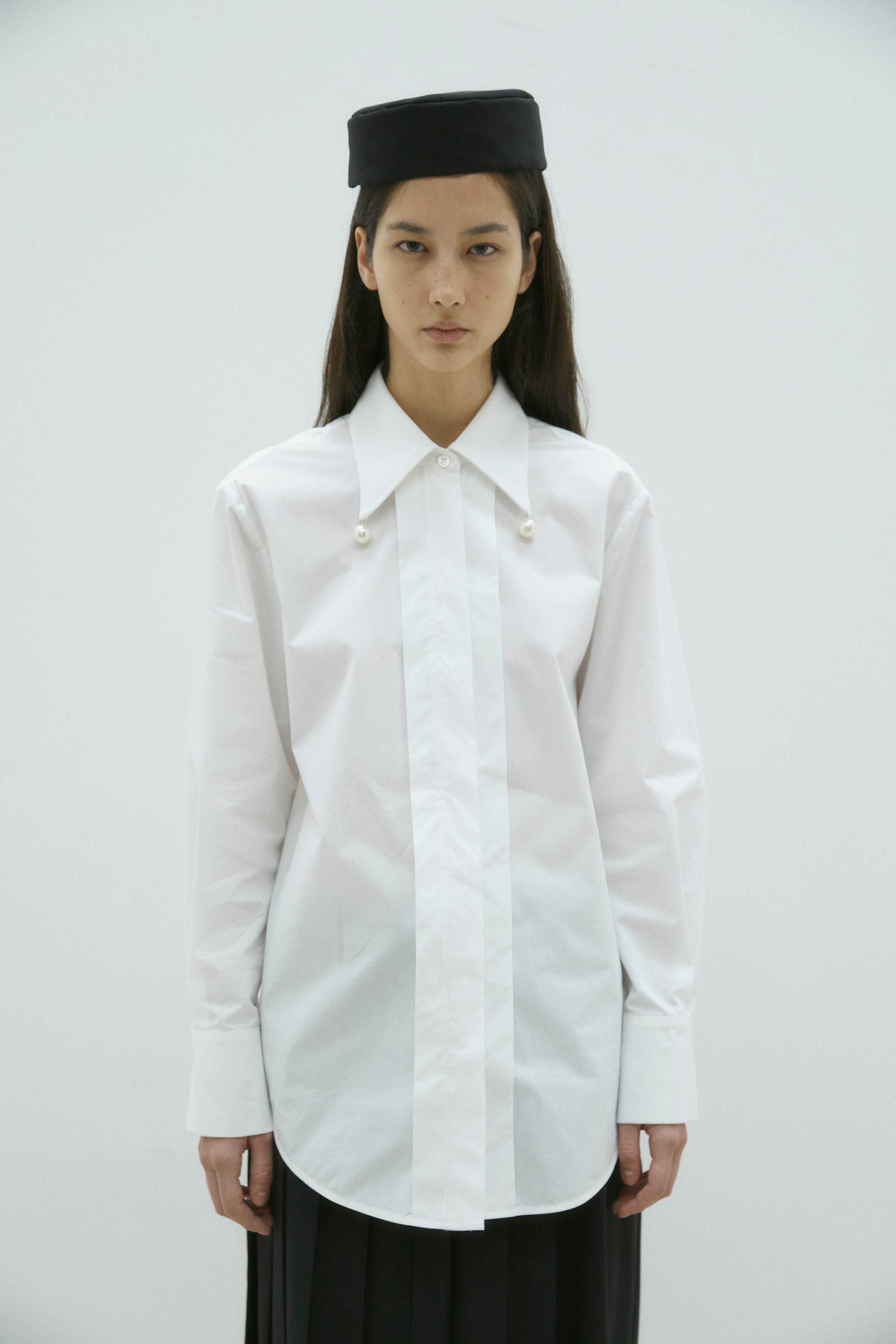 MEIMEIJ WHITE OVERSIZED PEARL BLOUSE M5IR03 225