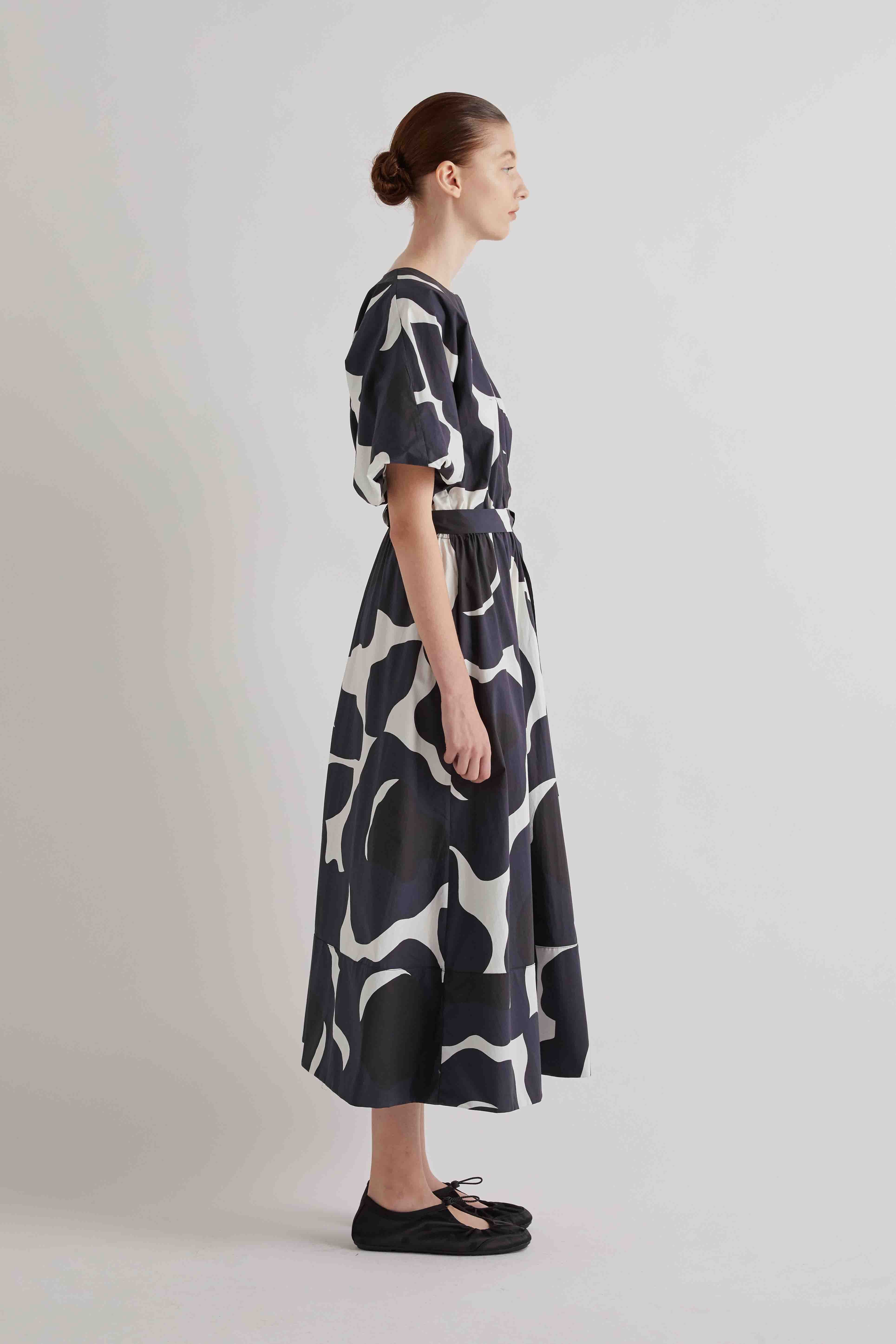 MEIMEIJ BLACK PRINT DRESS M6PAH5 126