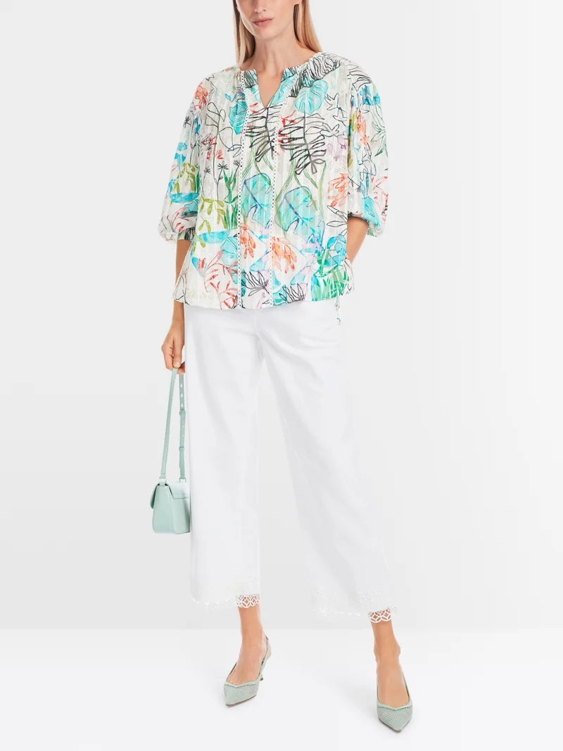 MARCCAIN AQUA OVERSIZED COLLARLESS BLOUSE YC5130 W74 MACBEES