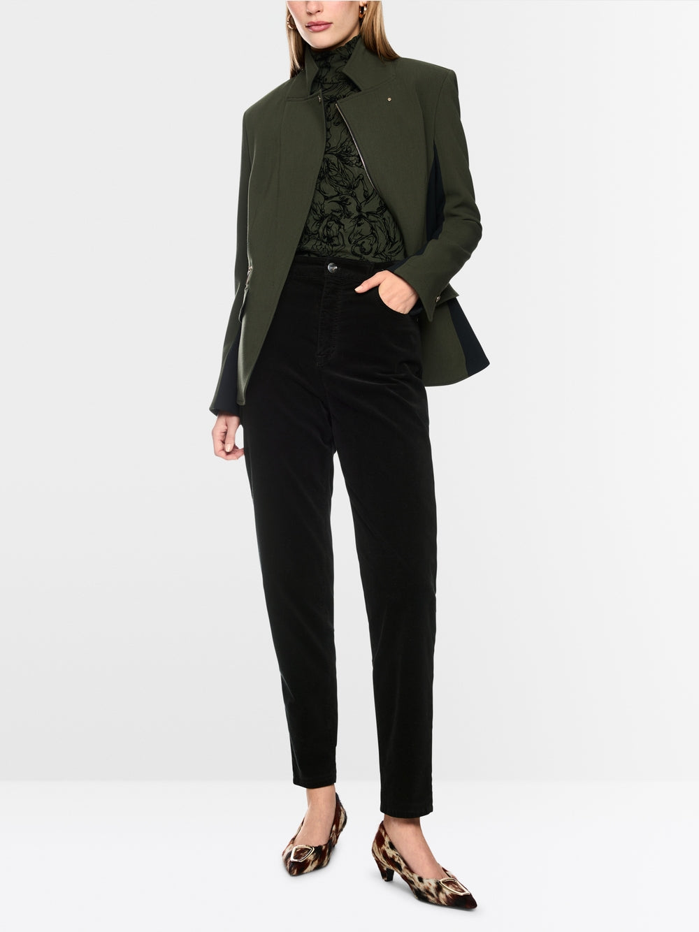 marc cain black velvet pencil trousers ankle length 