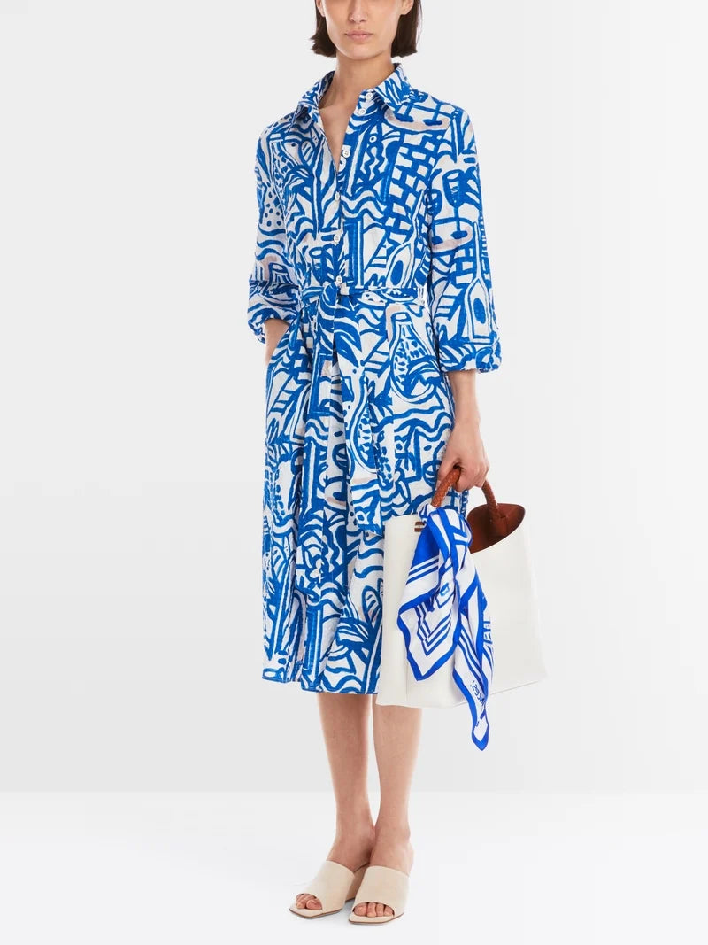MARCCAIN BLUE PRINTED SHIRT DRESS YC2137 W68 MACBEES