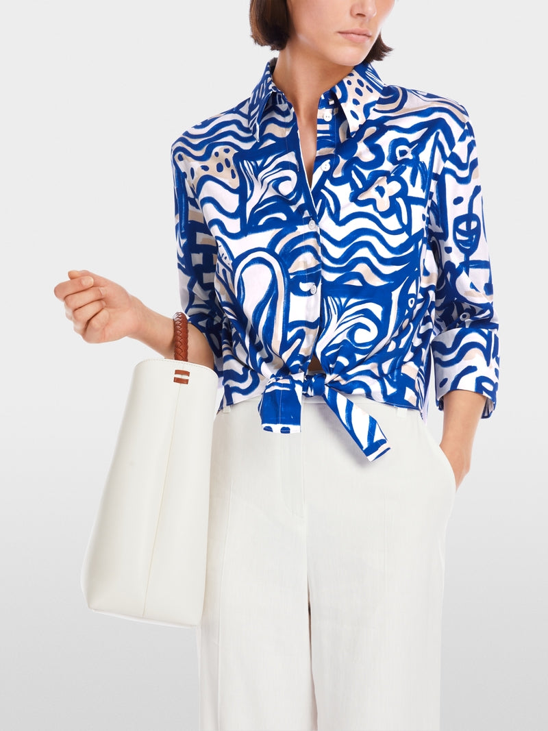 MARCCAIN BLUE PRINT CROPPED SHIRT YC5138 W69 MACBEES