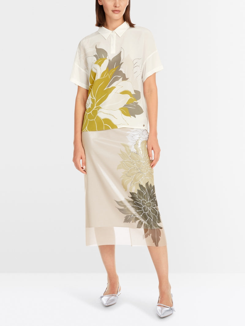 MARCCAIN CREAM SILK FLORAL BLOUSE YC5502 J85 MACBEES