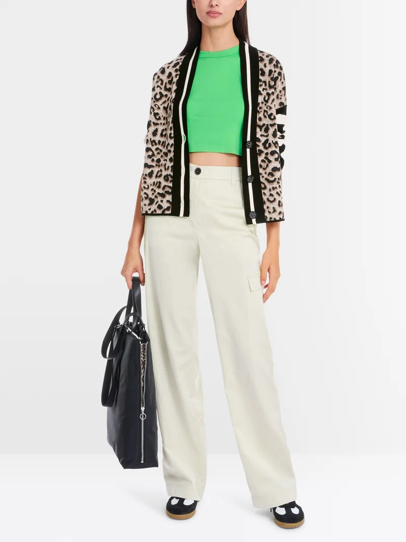 MARCCAIN STRIPE BACK LEOPARD PRINT CARDIGAN YS3908 M10 125