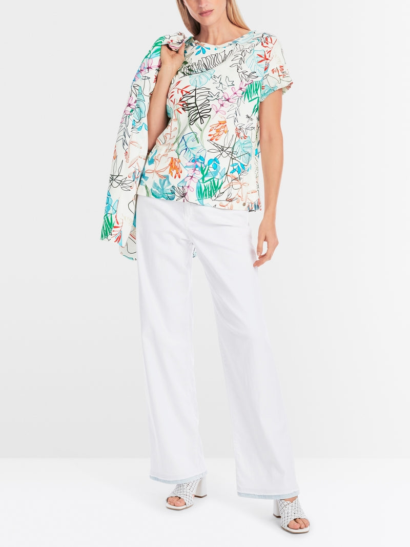 MARCCAIN WHITE SEA PLANT PRINT TOP YC4867 J51 MACBEES
