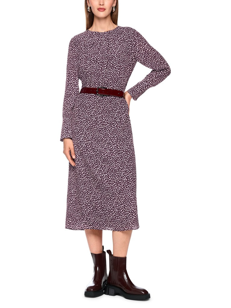 marc cain wine dot midi dress with belt