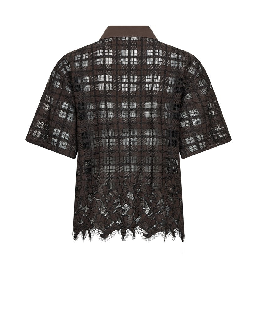 MOS MOSH MMLia Checko SS Lace Shirt brown 182490 226