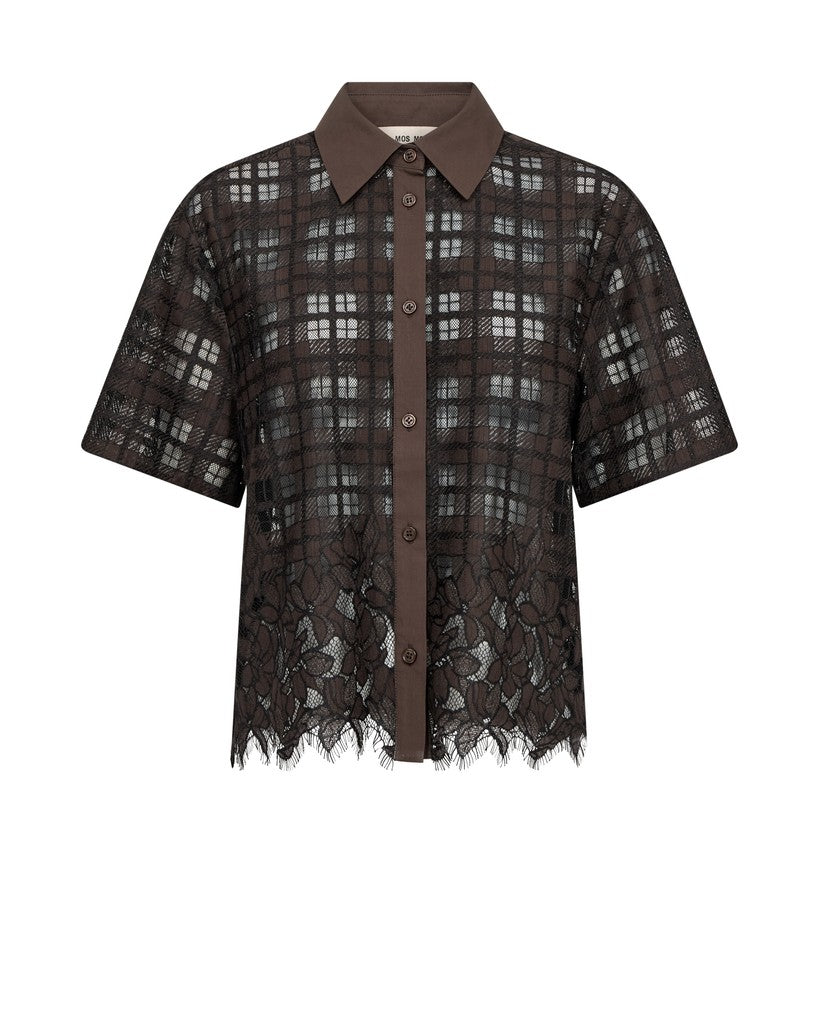 MOS MOSH MMLia Checko SS Lace Shirt brown 182490 226