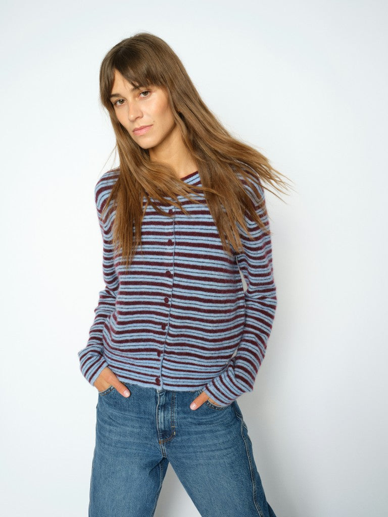 MOS MOSH MMMILVI STRIPE CARDIGAN WINE 183000 226