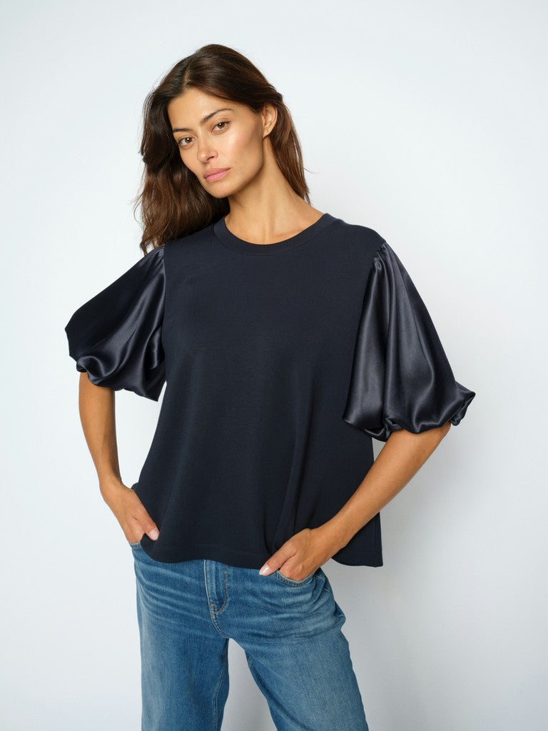 MOS MOSH MMDUBA O-SS SATIN SWEATSHIRT NAVY 180830 226