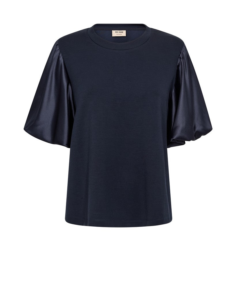 MOS MOSH MMDUBA O-SS SATIN SWEATSHIRT NAVY 180830 226