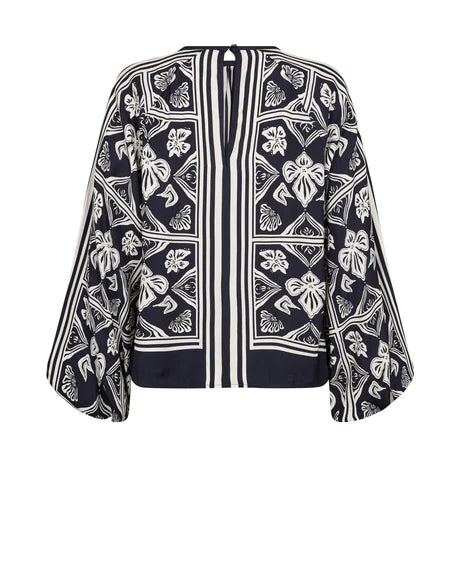 MOS MOSH MMMILKEY LINOCUT BLOUSE NAVY 181040 226