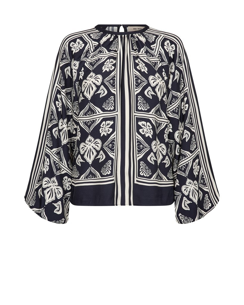 MOS MOSH MMMILKEY LINOCUT BLOUSE NAVY 181040 226