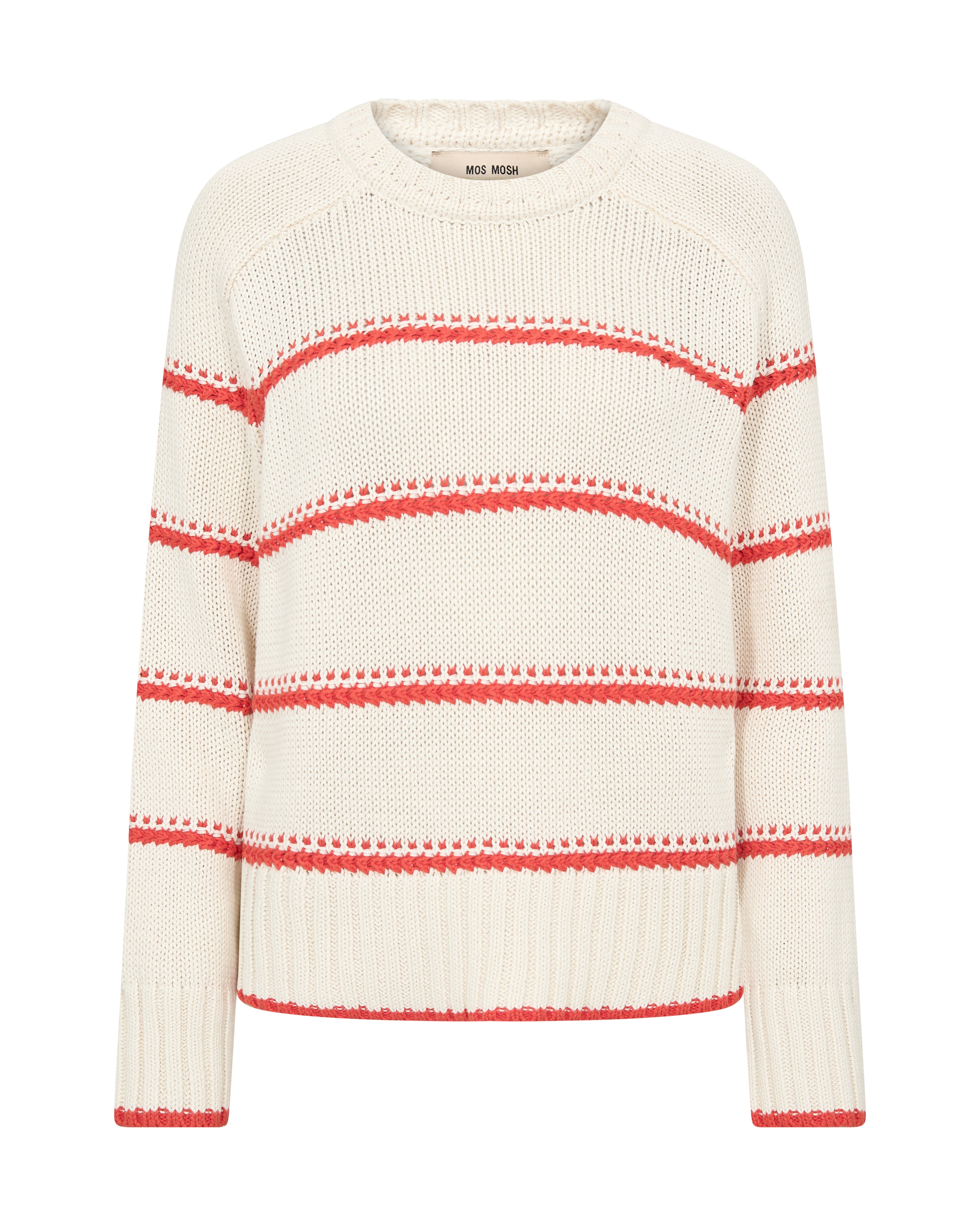 MOS MOSH MMROLA BINE STRIPE CREWNECK KNIT ORANGE 176680 126