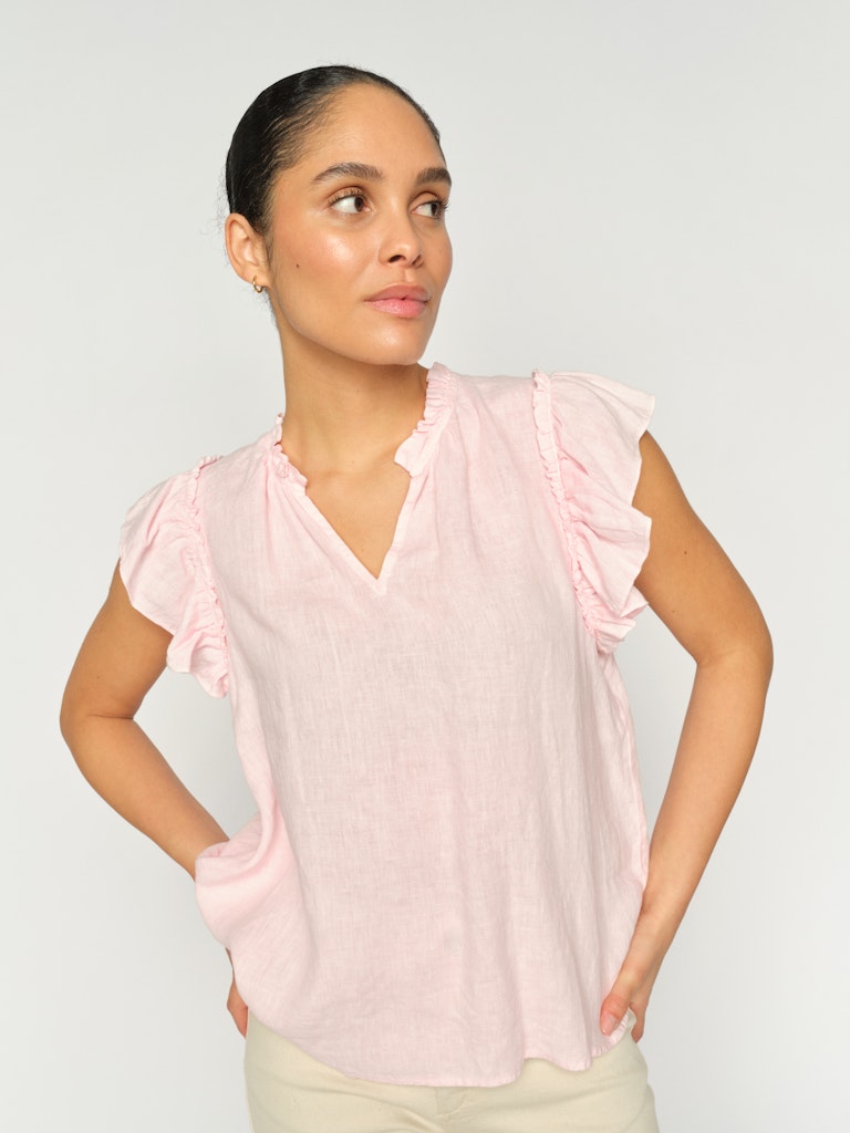 MOS MOSH MMTEA LINEN BLOUSE PINK 178100 126