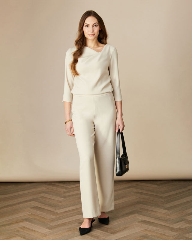 FEE G  ELENA - WIDE LEG TROUSERS 431/80  BISCUIT 225