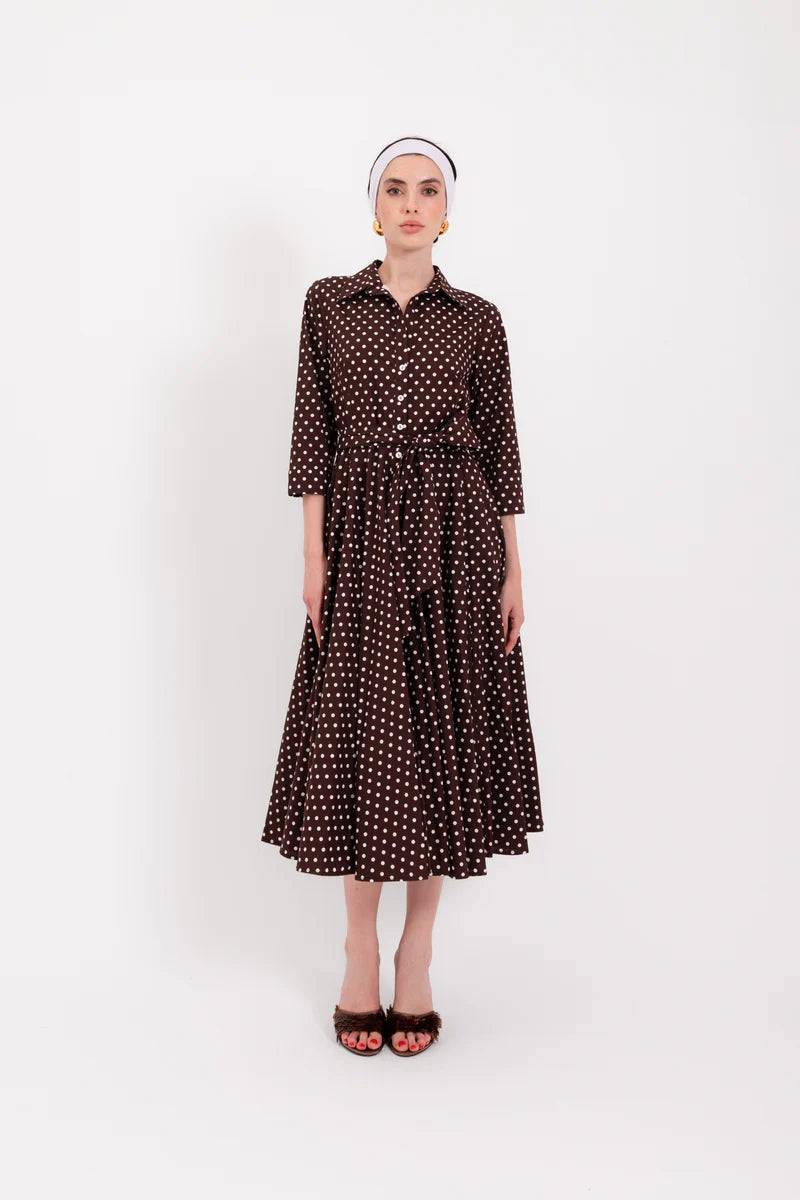 LAVI BROWN DOT DRESS NINNI BS7WD0006 126