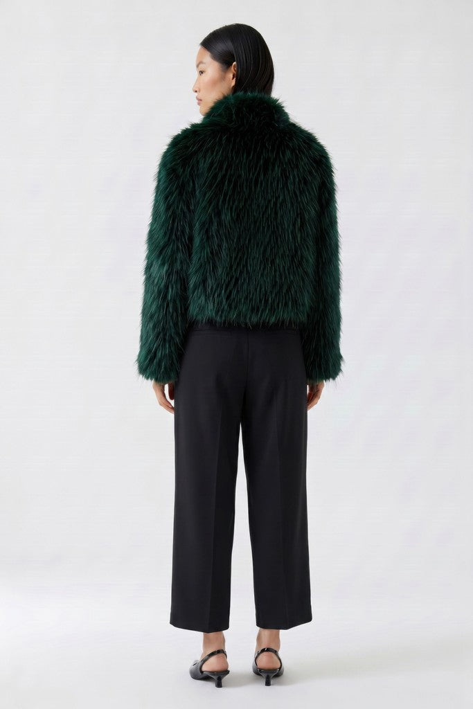 OUI GREEN FAUX FUR JACKET 100473 226