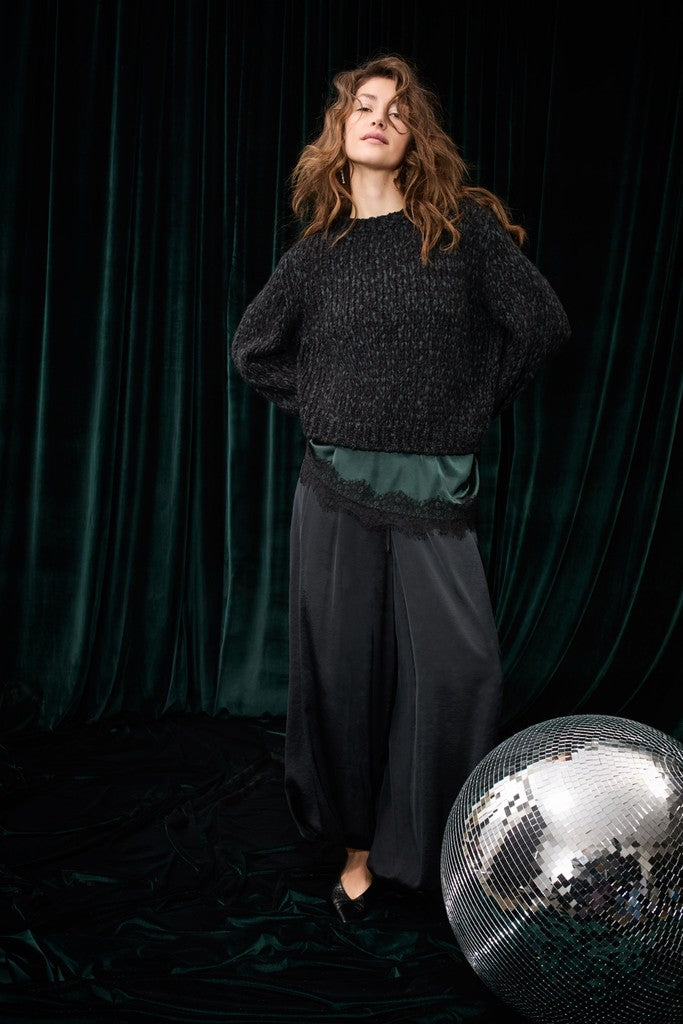 OUI GREEN SATIN TOP 100004 226