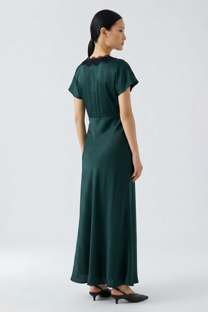 OUI GREEN SATIN DRESS 100035 226