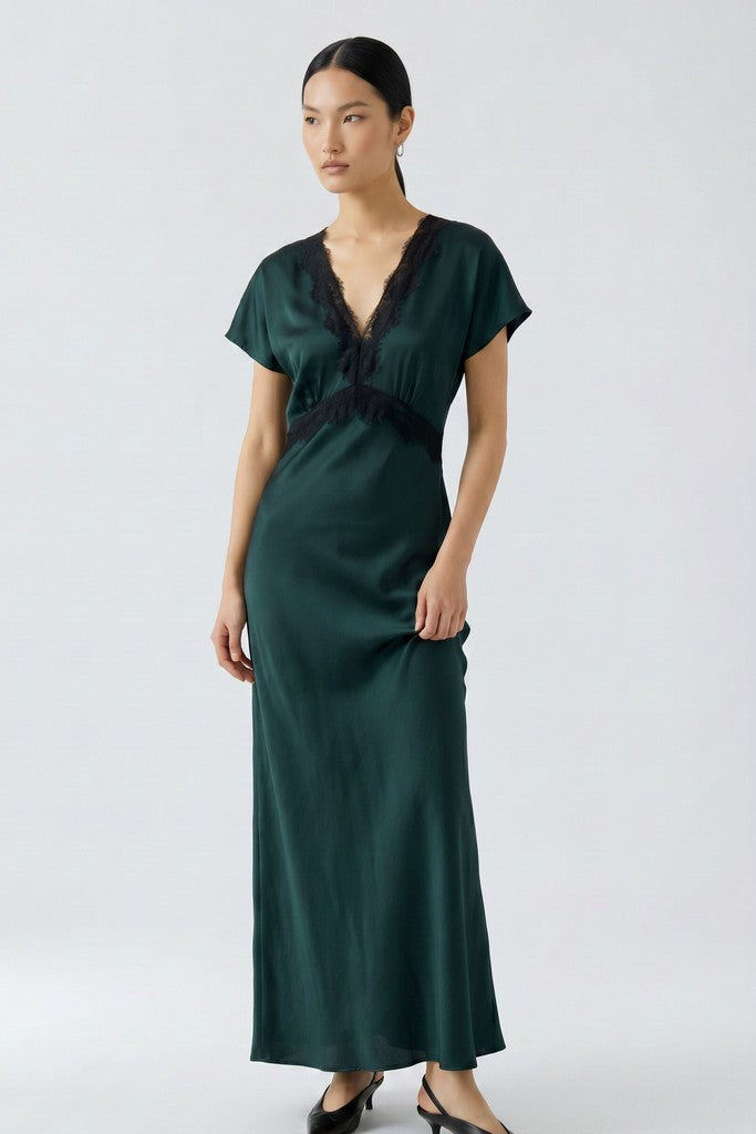 OUI GREEN SATIN DRESS 100035 226