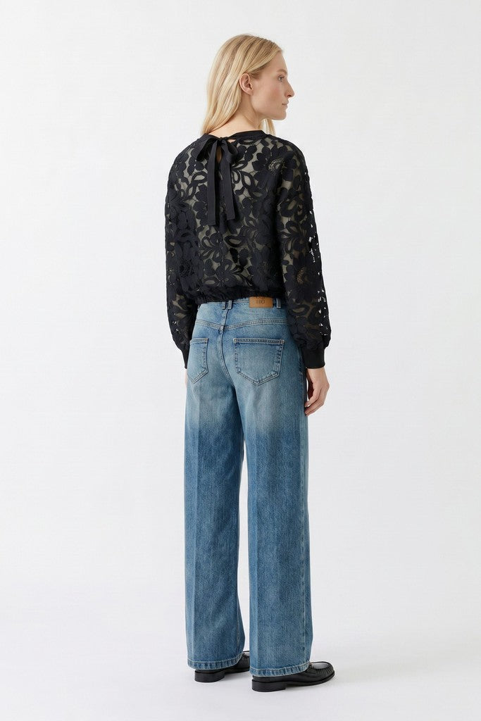 OUI BLACK LACE SWEATSHIRT 99922 226