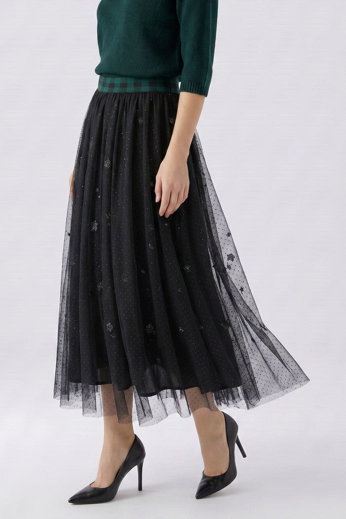 OUI BLACK TULLE SKIRT 99957 226
