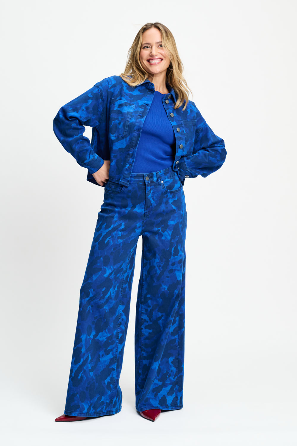 9793 pom blue print shirt jacket denim effect