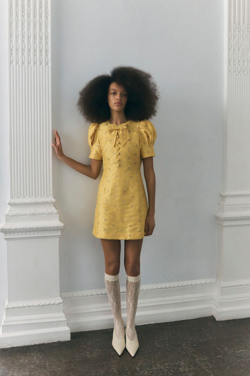 QUEENS OF ARCHIVE - PRIMROSE MARIGOLD YELLOW MINI DRESS QOA232 126