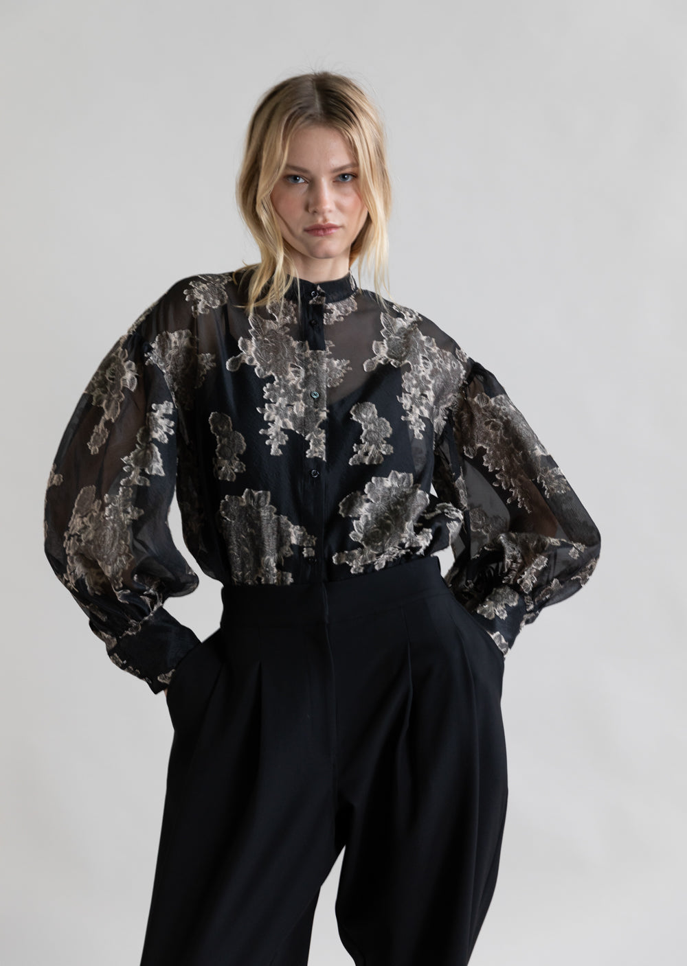 PSOPHIA  BLACK SHIRT 219SHR2514 SHOP MACBEES KILLARNEY