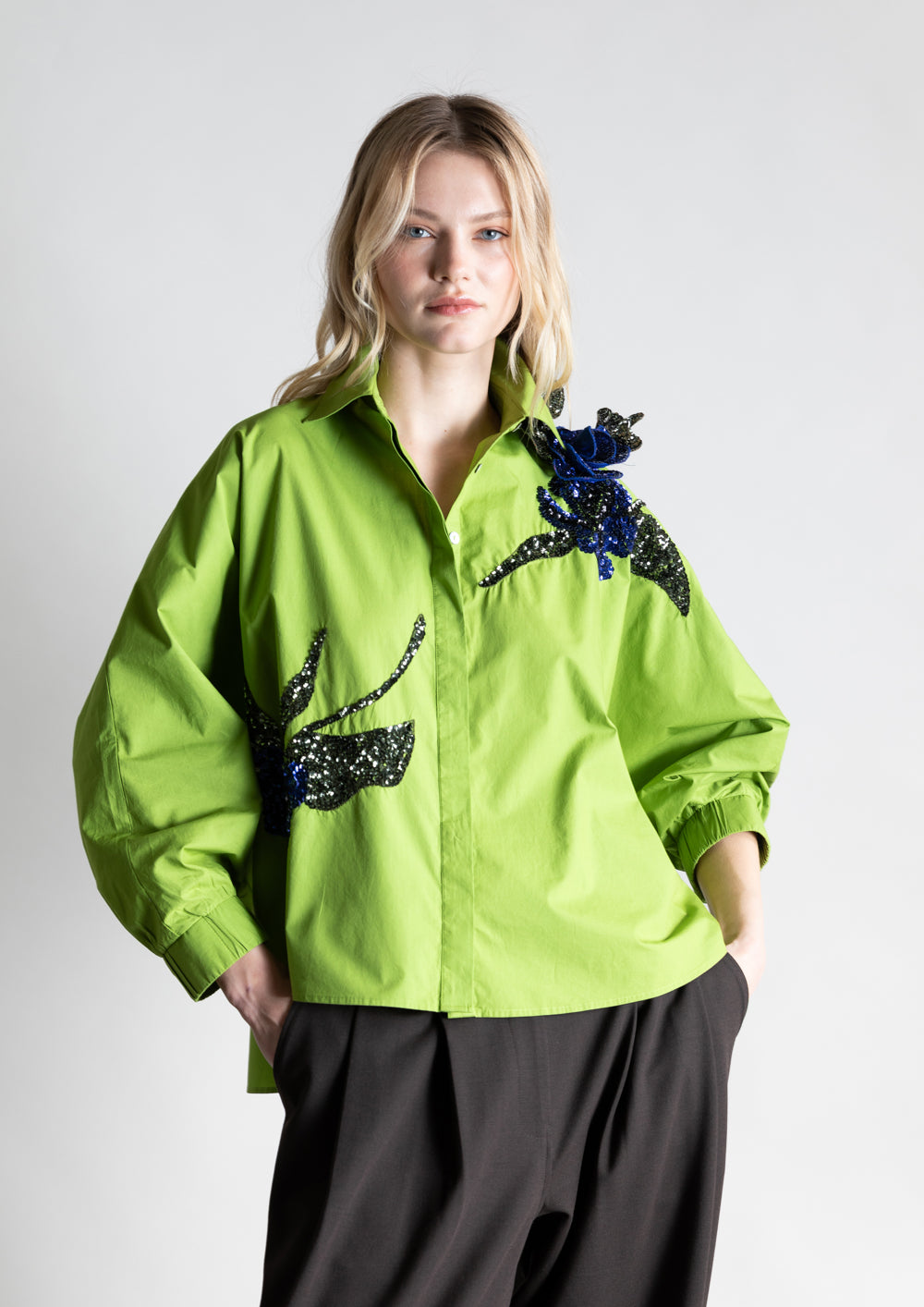 PSOPHIA  GREEN SHIRT 214SHR2493 SHOP MACBEES KILLARNEY