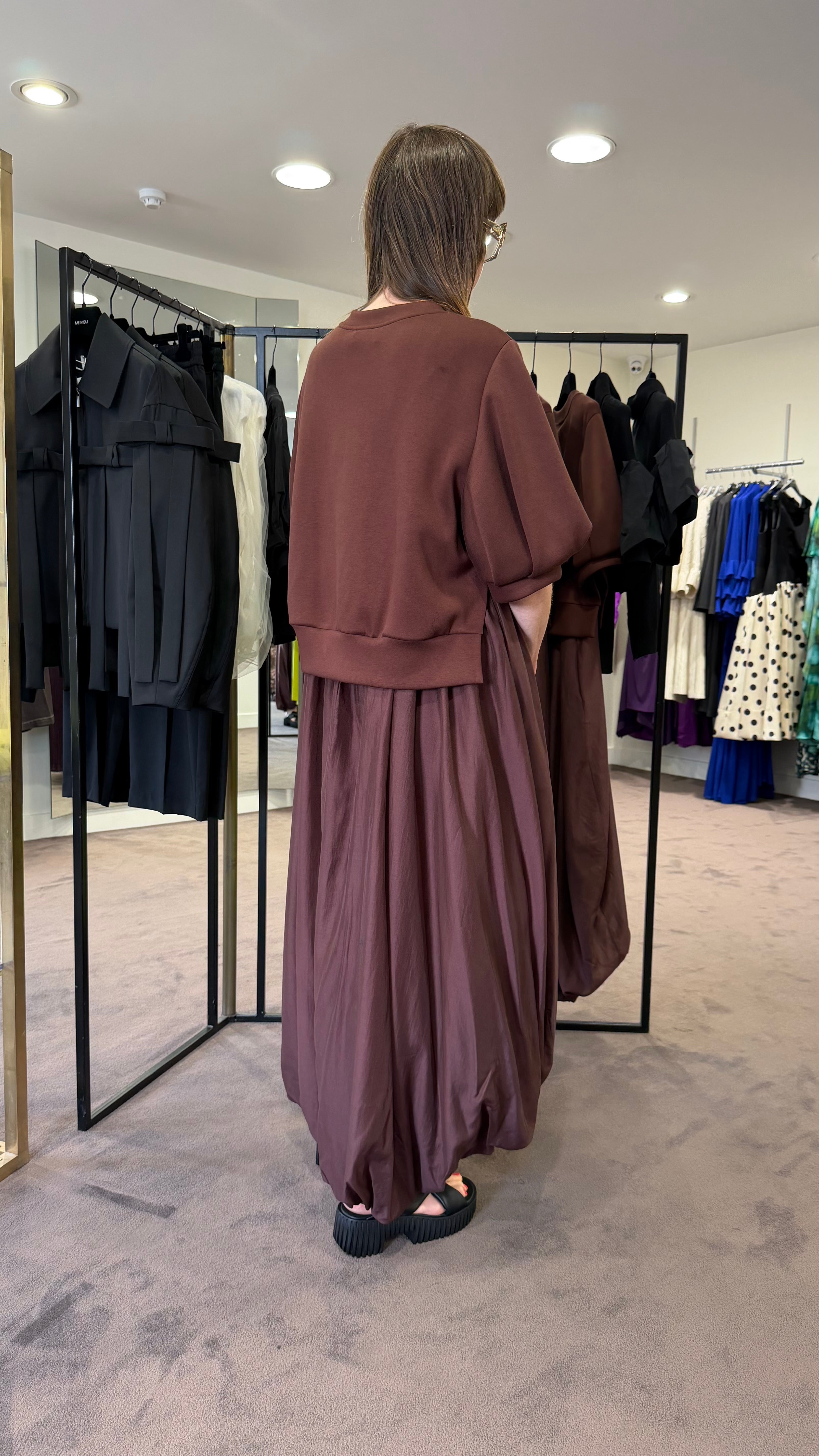 MEIMEIJ BROWN BLOUSE WITH DRESS M6FD06 226