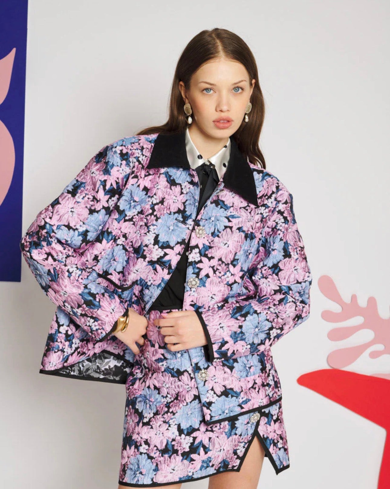 SISTER JANE MULTI FLORAL CANVAS JACQUARD JACKET JK336BLK 226